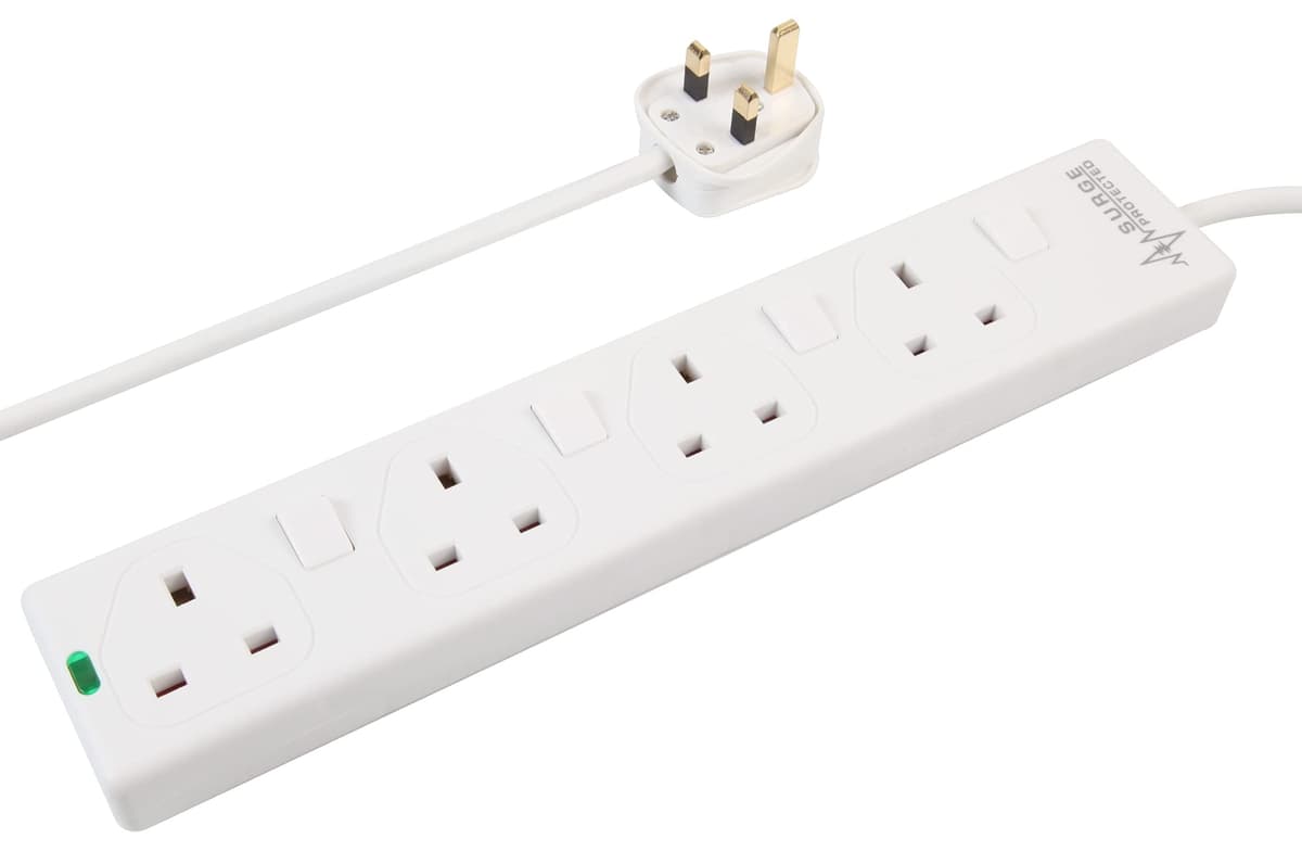 PRO ELEC PELB1942 4 Gang Switched Surge Protected Extension Lead White, 10m — view 5
