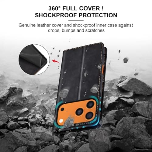 Jasonyu Flip Wallet Case for iPhone 17 Pro Max,Leather Magnetic Folio Cover with Card Holder,Kickstand - TPU Shockproof Durable Protective Phone Case,Black — view 3