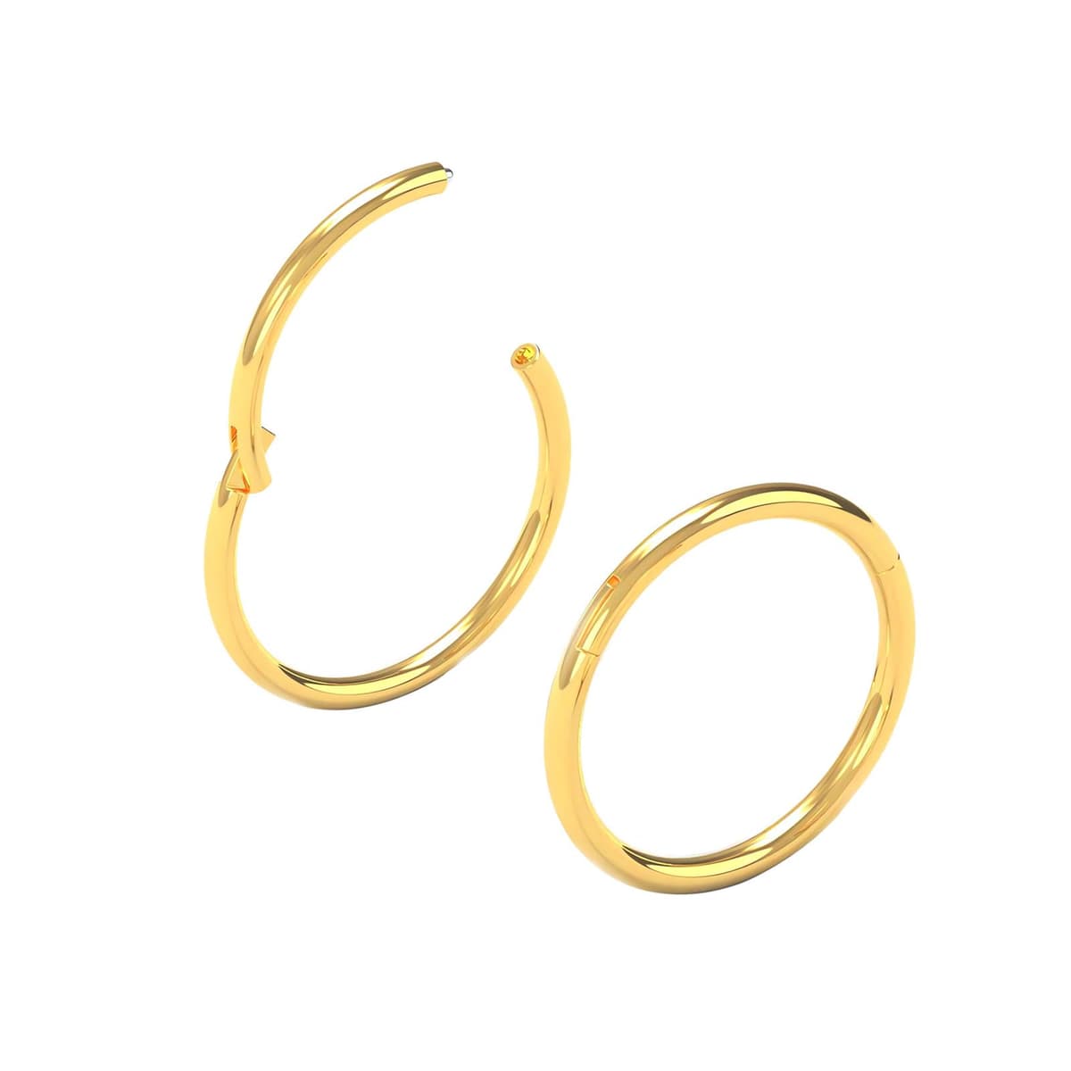 Body CAC 0.8mm/1.0mm/1.2mm/1.6mm/2.0mm/3.0mm/4.0mm/5.0mm/6.0mm Steel Hypoallergenic Clicker Hinged Nose Septum Ring Hoop with Colour Gold-Silver tone-Black-Rose gold — view 19