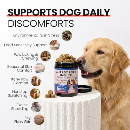 Dog Allergy Chews 200 Ct - Itch Relief for Dogs Immune Support with Colostrum Probiotics & Omega 3 - Seasonal Allergies Anti-Itch Skin & Coat Supplement, Itchy Skin & Paw Relief Bites - Chicken Flavor — view 2