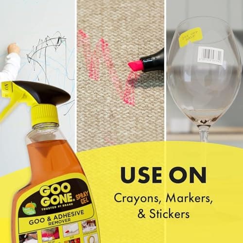 Goo Gone Spray Adhesive Remover Gel 12 Oz with Scraper, Removes Glue, Stickers, Tape Residue, Grease, Gum & Wax, Adhesive Spray with Citrus Cleaning Power for Hard Surfaces, Carpets & Fabrics — view 3