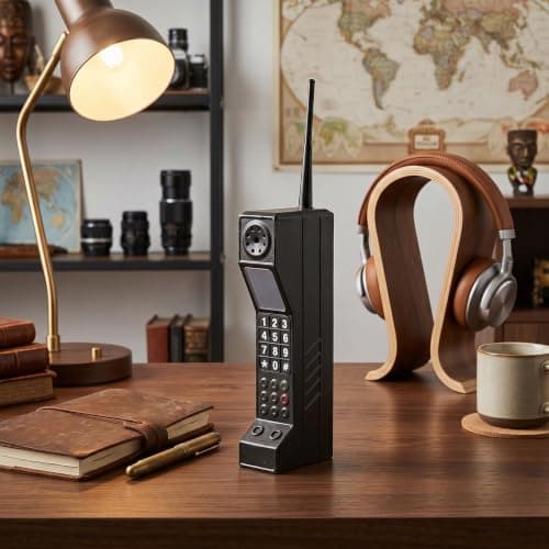 Haofy Brick Cell Phone Ornament, Vintage Cellphone, Retro Old Fashioned Cell Phone Model, Iron Vivid Brick Mobile Phone Model Photography Props for Home Living Room Decor Desktop Decoration(Black) — view 5