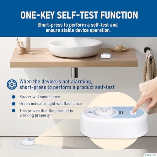 LSENLTY Water Leak Detector Supports 5 Years Standby Time, LED Indicator&100dB Leak Alarm, Self-Test Function&Low Battery Reminder Water Alarm, IP66 Waterproof for Home,3 Pack (Cannot Connect Wi-Fi) — view 5