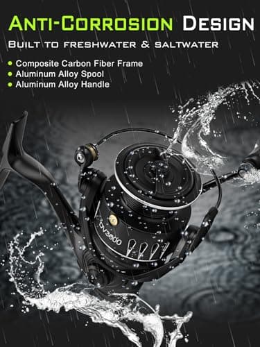 DV3000 Spinning Reel - 5.2:1 Gear Ratio, 5+1 Stainless Steel Bearings, 15.5LBS Max Drag, Heavy-Duty Carbon Fiber Frame for Freshwater/Inshore Fishing (6.7oz) — view 2