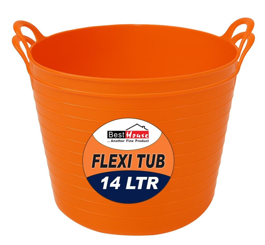 Best House | 3 Pcs of Flexi Tub with Handles | Small Size | Mini | 7 Litres | Yellow | Garden Tubs | Plastic Storage Container for Home, Washing, Garden Waste and DIY Projects — view 64