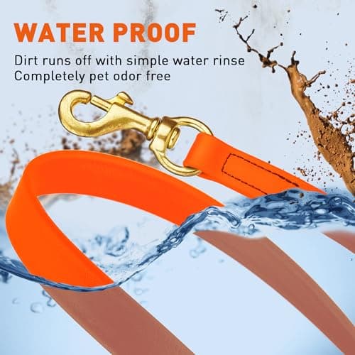 Viper K9 Biothane Working Dog Leash Waterproof Lead for Tracking Training Schutzhund Dog Sport & Search - Odor-Proof Long Line with Solid Brass Snap for Puppy Medium and Large 3/4" x 10ft HunterOrange — view 3