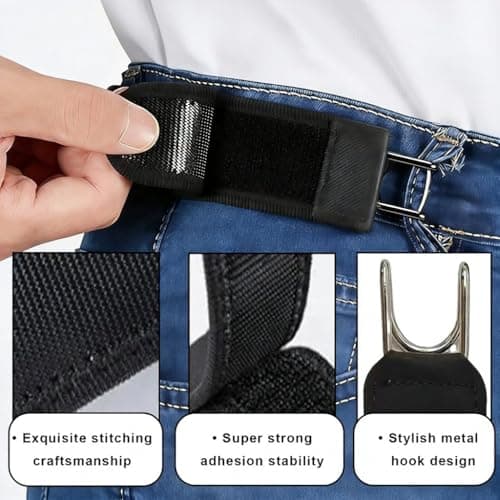 4PCS Buckleless Belt for Men,Tactical Metal Hook Elastic Belt,Invisible Adjustable Side Belt,Unisex Waist for Outdoor & Work Comfortable — view 5