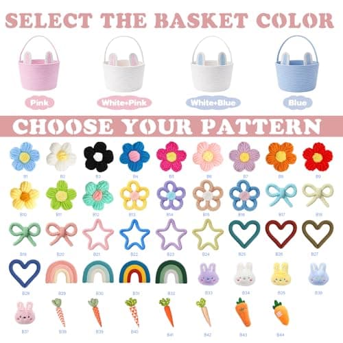 Dyoart Personalized Easter Baskets, Custom Name & Icon Easter Basket with Cute Ears, Hand-Woven Easter Egg Hunt Bag, Customized Easter Gifts Decor for Boys Girls, Cotton Rope Tote Color01 — view 4