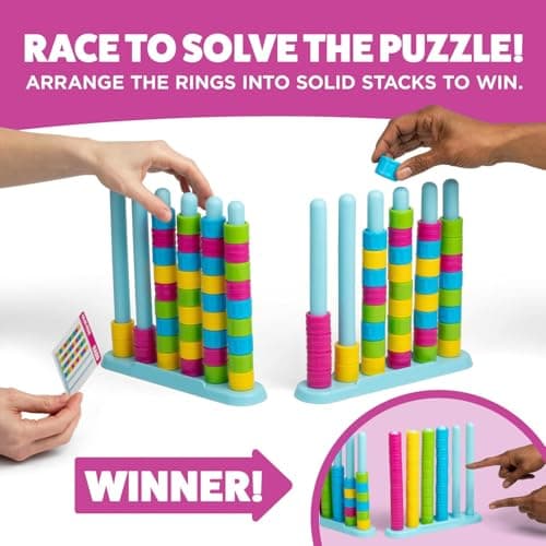 Wooden Color Match Challenge Game, Color Stack Challenge Game,Stacking Game for Family & Adults - Logical Thinking Puzzle with 60+ Challenges Speed & Strategy Game for Game Night — view 3