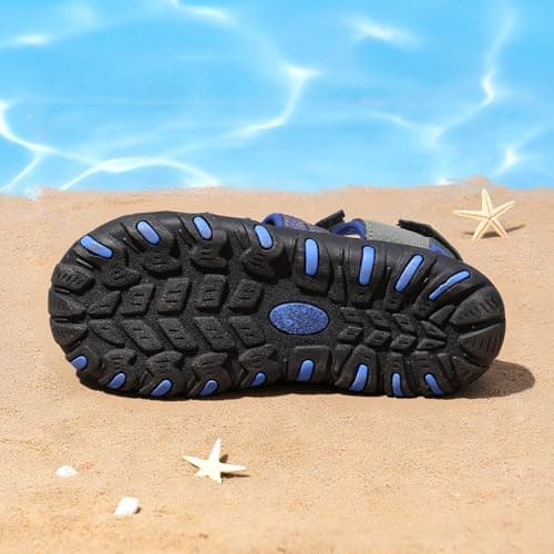 DREAM PAIRS Kids Sandals Toddler Girls & Boys Summer Outdoor Athletic Sport Sandals for Toddler/Little Kids/Big Kids,Size 13 Little Kid,Grey/Royal,171111-K — view 2