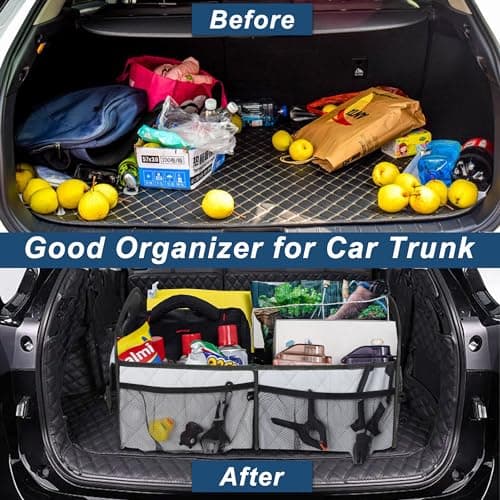 Deosk Trunk Organziers and Storage with Reinforced Handles,Car Accessories for Women/Men 50L Waterproof Polyester Trunk Organzier for Car/SUV/Minivan/Truck(Medium, Beige) — view 6