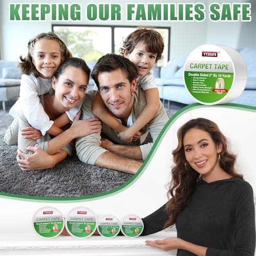 YYXLIFE Double Sided Removable Rug Tape - Carpet Adhesive for Hardwood Floors,Non Slip Anti Curling Floor Tape for Area Rugs,Mats,Carpets - No Residue Strong Hold for Tile, 2Inch x 10Yards,White — view 7