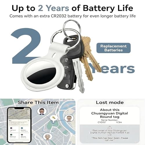 Air Tracker Tags-2 Pack[Apple MFi Certified]Work with Apple Find My(iOS Only)Bluetooth Smart Tag Item Finder Locator Global Tracking Waterproof 100dB Sound Replaceable Battery for Kids Key Car Wallet — view 3