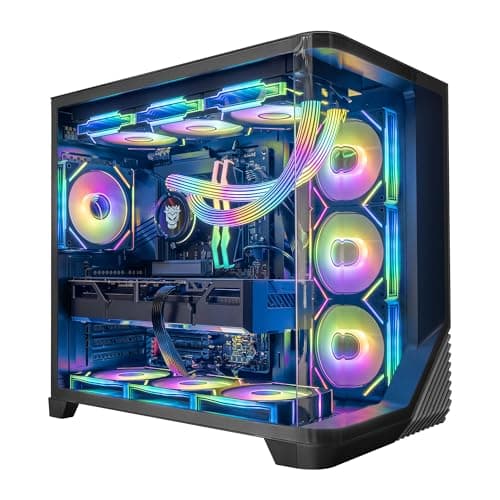 HYPER CYBER Quantum Gaming PC Desktop Computer, AMD Ryzen 7 7800X3D, Radeon RX 9060 XT, 64GB DDR5, 4TB SSD, Wonder Vision 360 Turbo ARGB, Windows 11 Home, RGB Lighting, Ready to Use