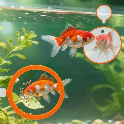 Betta Fish Toys & Accessories Set, Includes Floating Mirror with Ball, 2 Training Rings & Suction Cups for Betta Fish Aquariums (Orange) — view 3