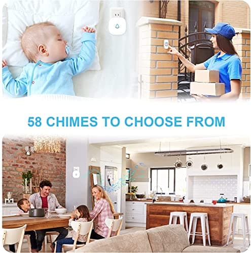 SECRUI Wireless Doorbell, Easy Installation, Adjustable Volumes, 58 Chimes, 1000Ft Operating Range, Waterproof, LED Indicator, White — view 3