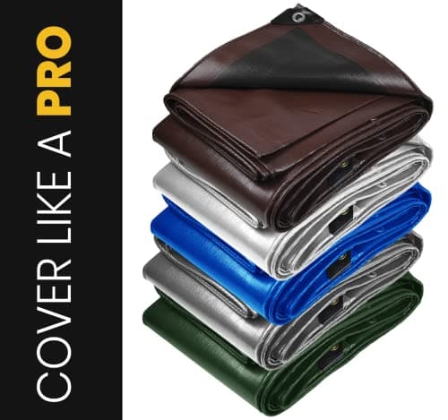 PROTARP Extra Heavy Duty 16 Mil Tarp Cover, Waterproof, UV Resistant, Rip and Tear Proof, Poly Tarpaulin with Reinforced Edges for Roof, Camping, Patio, Pool, Boat. (White 8′ X 10′) — view 5