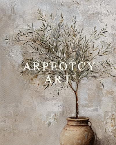 ARPEOTCY Vintage Framed Canvas Wall Art, 16x24 Inch, Large Classic Olive Tree in Vessel Prints for Home Decor, Botanical Still Life Paintings Hanging Wall Art for Bedroom, Living Room, Office — view 5