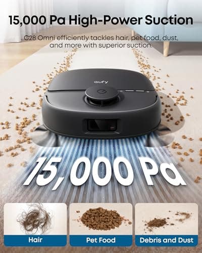 eufy New 2026 Robot Vacuum, C28 Omni, Upgraded from eufy X10 pro Omni, HydroJet Self-Cleaning Roller Mop, 15,000Pa Suction, All-in-1 Station,Tangle-Free,Auto Mop Washing&Drying, AI Obstacle Avoidance — view 5