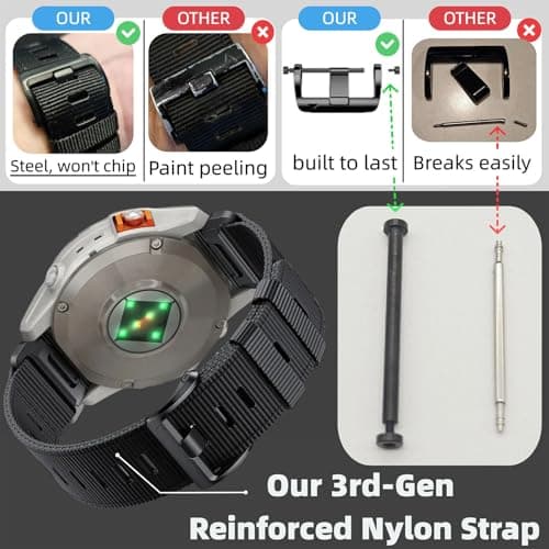 Adjustable 22mm Nylon Bands for Garmin epix pro 47mm, Fenix 8/7/6/5 (47mm) Band - Quick Fit 22 Watch Band for EPIX 2 47MM & Forerunner 955/965 - Nylon Watch Band for GARMIN — view 3