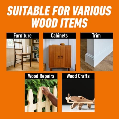 Gorilla Wood Glue, 8 oz., Water Resistant PVA Wood Glue for Indoor & Outdoor Projects, Fast Clamp, Natural Color, Paintable & Sandable — view 4