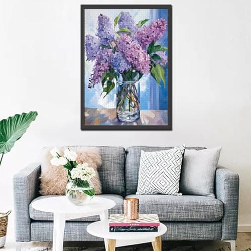 1000 Piece Jigsaw Puzzles for Adults, Purple Lilac in a Glass Vase Jigsaw Puzzles，Blue Flowers with Green Leaves Puzzle，Challenging Family Activity Perfect for Game Nights，Floral Puzzle Wall Art Decor — view 3