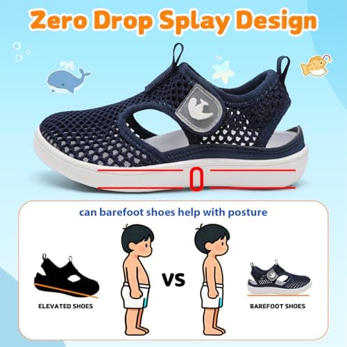 JOINFREE Kids Water Shoes for Toddler Boys Girls Quick Dry Breathable Mesh Pool Beach Shoes with Non Slip Sole Navy 7 Toddler — view 4