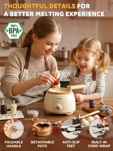 LUSHYUM Electric Chocolate Melting Pot with 2 Insert Pots, 4-Cup Chocolate — view 5