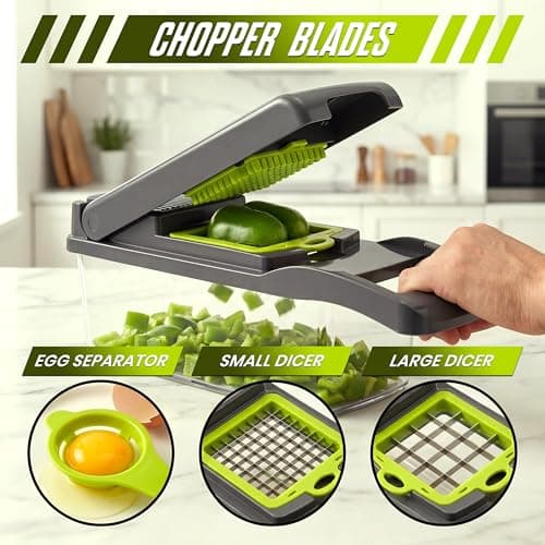Zelkone 16-in-1 Vegetable Chopper Mandoline Slicer with Container, Food Processor, Food Chopper, Onion Chopper, Veggie Cutter for Salad, Potato Cutter, French Fry Cutter, Kitchen Gadgets & Accessories — view 2
