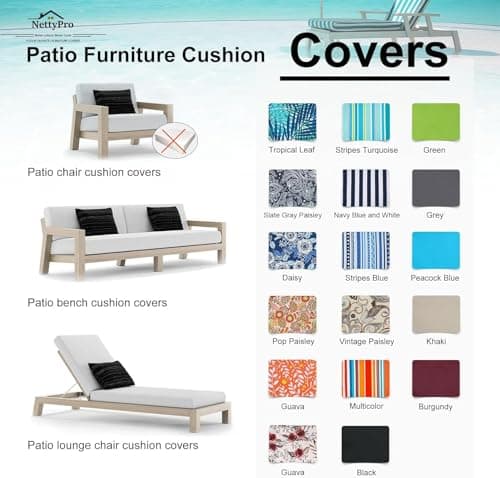 NettyPro Outdoor Patio Chair Seat Cushion Covers UV Resistant Water Repellent Furniture Cushion Slipcovers, 20x18x4-4PCS, Tropical Leaf — view 8