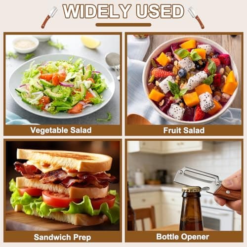 2PCS Multi Functional Premium Vegetable Peeler with Wooden Handle and Bottle Opener,Stainless Steel Blade Kitchen Tool for Fruit Apple Potato Pumpkin Papaya Carrot — view 5