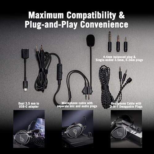 ASUS ROG Kithara Gaming/Audiophile Open-Back Wired Headphones with Mic – ROG-Tuned HIFIMAN Planar Magnetic Drivers, Adjustable Headband, Extra Ear Pads, Compatible with DACs, Amps, PC, Console, Mobile — view 5