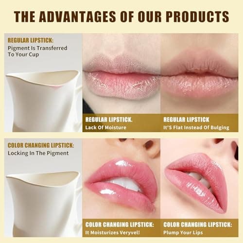 Color-Changing Lipstick – pH Activated Tint Balm for Personalized Color, Long-Lasting Moisturizing Lip Glow, Hydrating & Non-Sticky Formula, Suitable for All Skin Tones, Women, Birthday Mothers Day Gifts, Gold (2PCS) — view 3