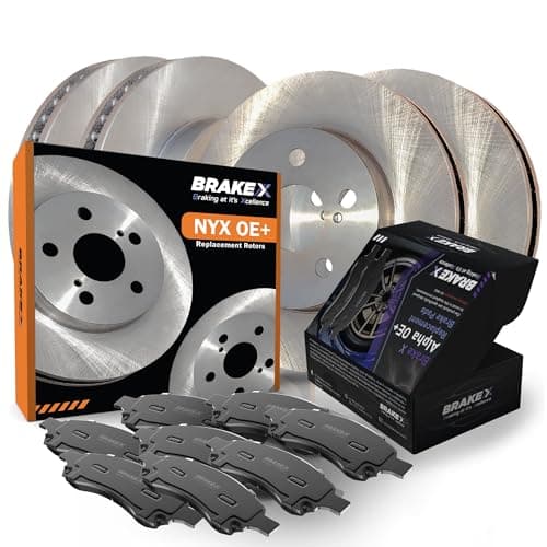 Brake X Front and Rear Brake Pads and Rotors Kit replacement for 2017-2019 KIA SPORTAGE | NYX OE+ Rotors and Alpha Ceramic Brake Pads
