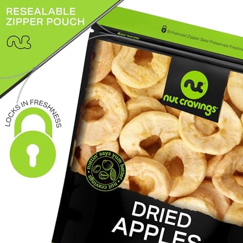 NUT CRAVINGS - Dried Apple Rings Slices, No Sugar Added - Chewy Soft Texture (16oz, 1 LB) Bulk Dry Fruits Packed Fresh in Resealable Bag - Sweet Healthy Snack, Naturally Grown, Vegan, Kosher — view 4