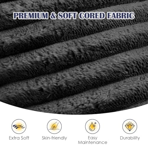 Round Ottoman,Corduroy Pouf Ottoman Foot Rest,Dark Grey,18x14 IN — view 2