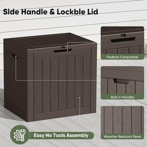 NEWBULIG 31 Gallon Deck Box, Weatherproof Resin Lockable Outdoor Storage for Secure Package Deliveries and Indoor Storage in Garden or Patio, Backyard — view 4