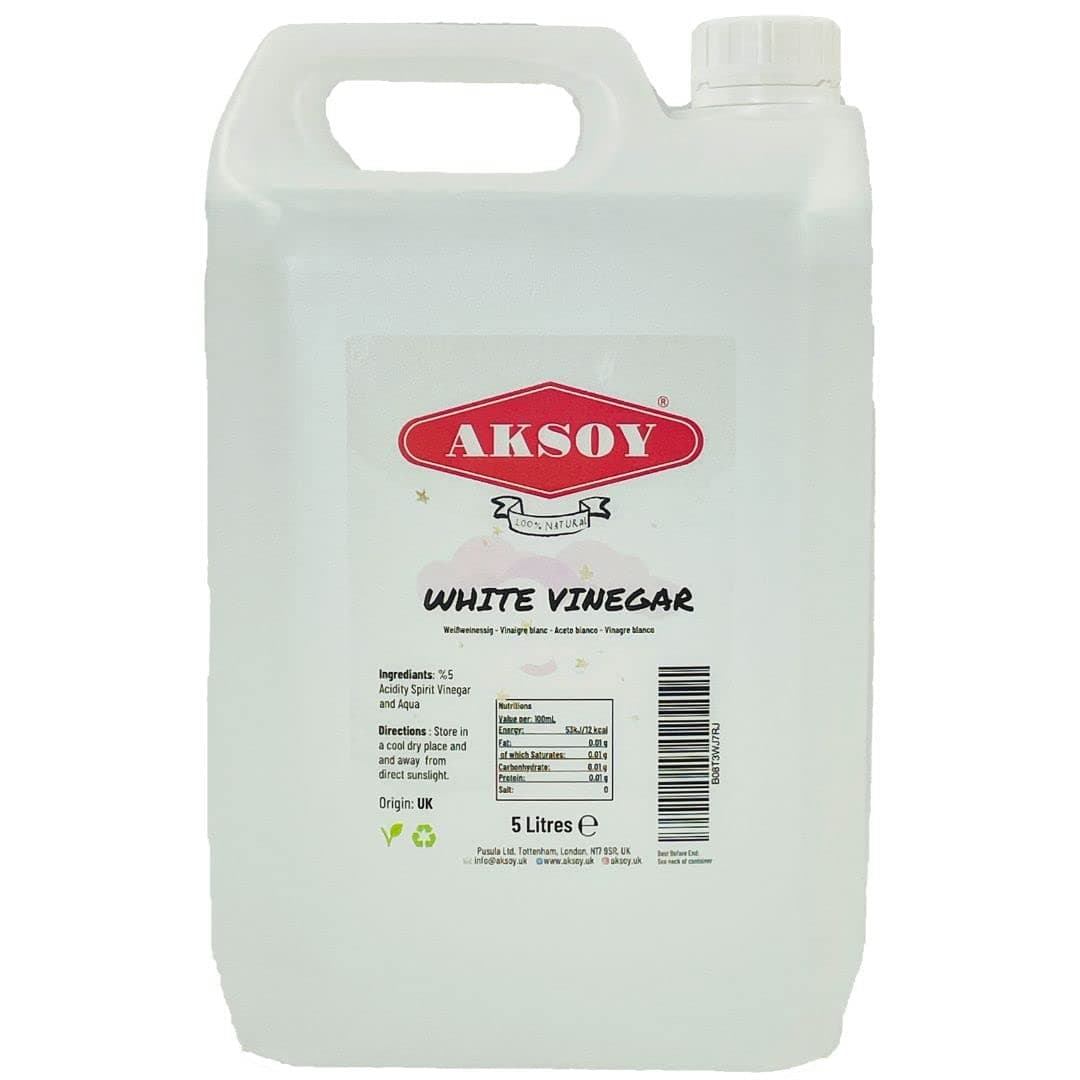 Aksoy Distilled White Spirit Vinegar 5L | Ideal for Cleaning, Pickling, Marinating, Cooking & Natural Weed Control – Multi-Purpose, Descaling & Odour Removal