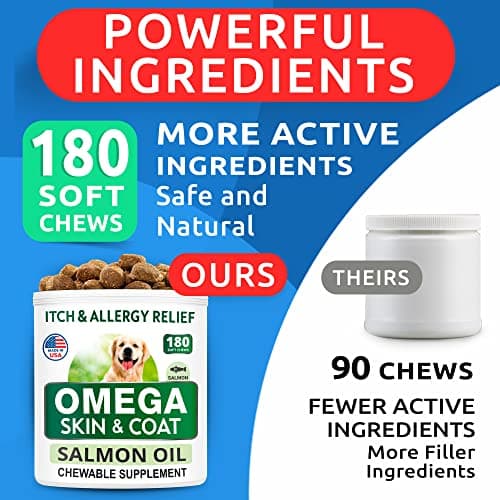 BARK&SPARK Omega 3 for Dogs - 360 Fish Oil Treats for Dog Shedding, Skin Allergy, Itch Relief, Hot Spots Treatment - Joint Health - Skin and Coat Supplement - EPA & DHA Fatty Acids - Alaskan Salmon — view 3