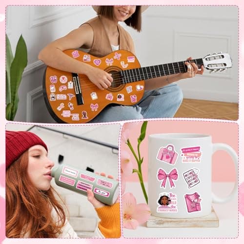 Vemfare Pink Nurse Stickers for Women - 50 Pcs Black Women Water Bottle Stickers for Appreciation Gifts, Waterproof Scrapbook Decals, Motivational Vinyl Sticker for Laptop Journaling — view 4