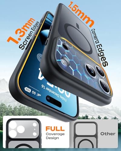 TOCOL for iPhone 17 Pro Max Case, Compatible with Magsafe, Full Camera Protection, Built-in Magnets, Translucent Matte for iPhone 17 Pro Max Phone Case 6.9 inch (Black) — view 6