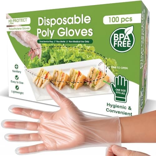 Keppi 100 pcs Disposable Gloves - BPA & Latex Free - Gloves Disposable Latex Free - For Food Handling - Food Safe - For Cooking - Bulk Purchase - Great Fit - Plastic
