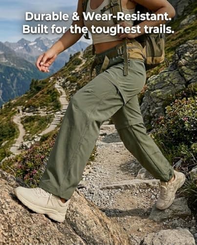 Womens Convertible Hiking Pants Zip Off,Waterproof Hiking Pants Women Lightweight Quick Dry for Camping Outdoor (Blue,X-Large) — view 4