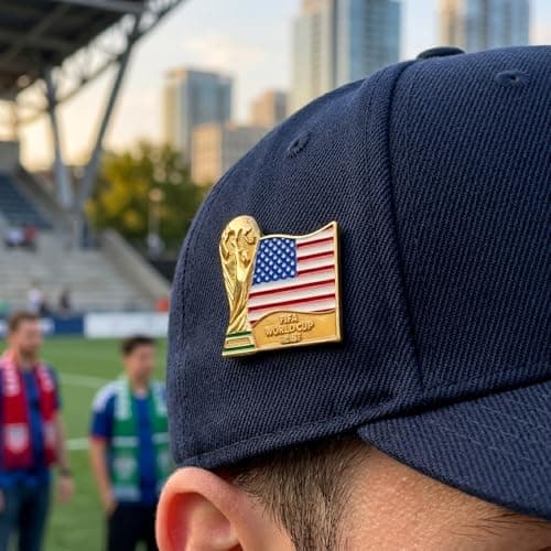 Official FIFA World Cup 2026 USA Flag & Trophy Pin – 1.5” Enamel Lapel Badge – Premium Zinc Alloy Souvenir – 2D Lacquer Emblem for Hats, Jerseys, Backpacks, Jackets, Lanyards & Displays — view 4