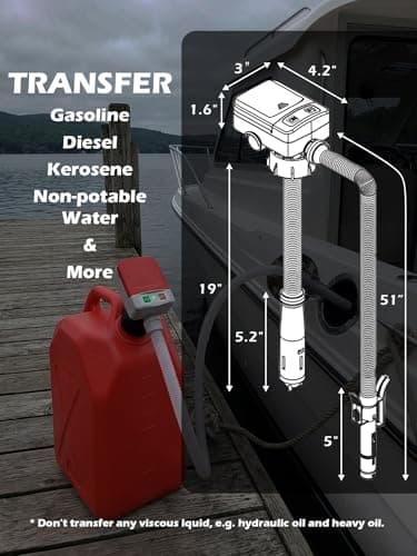 Battery Powered Fuel Transfer Pump/Portable Automatic Siphon Jerry Gas Pump for Gasoline Diesel Fuel Fluid Liquid with Auto-stop Flexible Long Hose and 3 Adaptors Fit Most Gas Cans — view 6