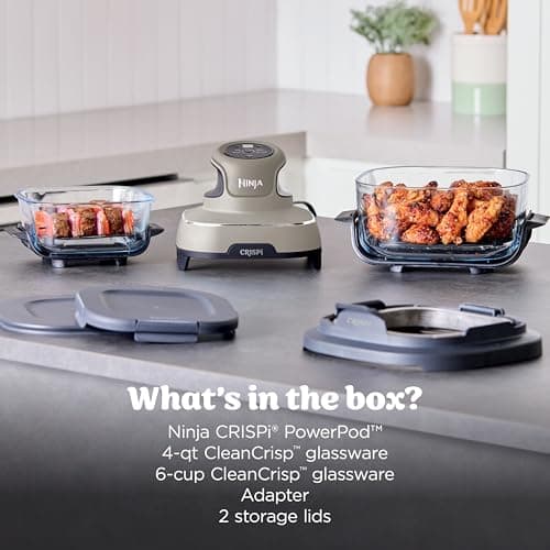 Ninja Crispi 4 in 1 Glass Air Fryer, 450°F, Non Toxic, 4QT and 6 Cup Containers with Lids, Dishwasher Safe, Stone, 1 Count, FN101ST — view 17