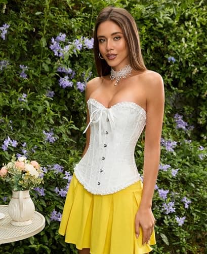 SZIVYSHI 14-Bone Overbust Corset Top - White - Small — view 4