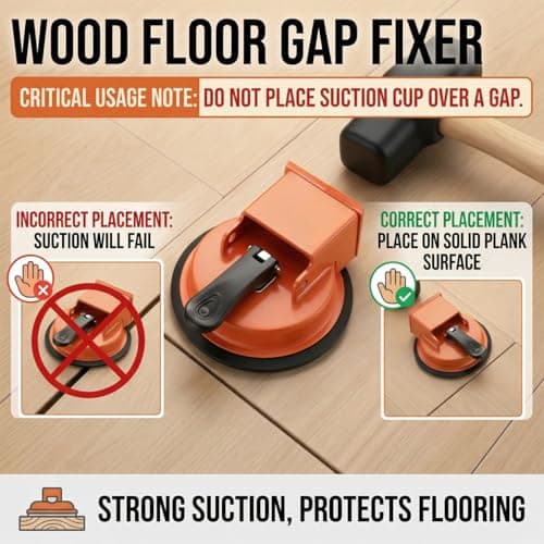 HUBAI Floor Gap Fixer Tool, Heavy Duty Laminate Floor Suction Cup Repair Tool, for Laminate, Wood, Tile, Vinyl Floor Gap Repair Tool - Durable, Compact, & Efficient Flooring Tools (Orange)