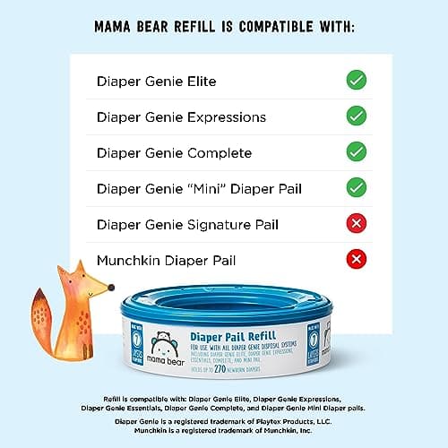 Mama Bear Diaper Pail Refills for Diaper Genie Pails, 270 Count (Pack of 4) — view 2