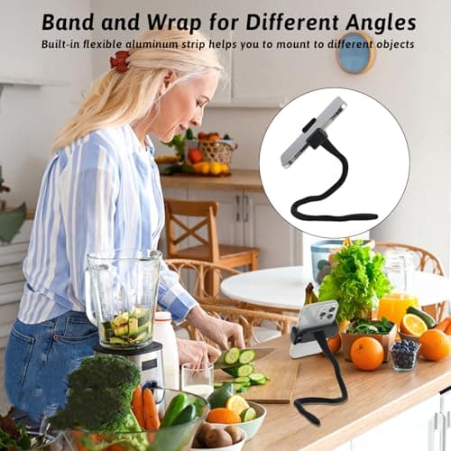 Stroller Phone Holder, Portable Flexible Cell Phone Holder Stand with Non-skidding Arm Grip Soft Alloy Phone Clamp Stroller Accessories for Baby Buggy Desk Handlebar Treadmill Pushchair — view 3